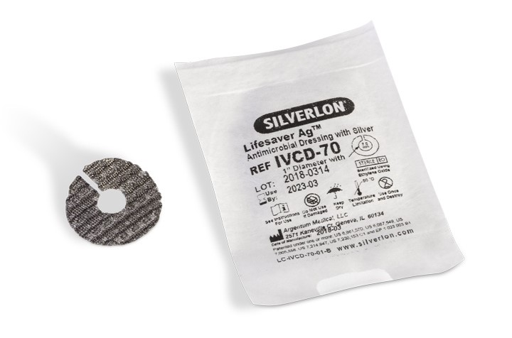 Silverlon Lifesaver IVCD-70 2,5 cm Durchmesser mit einem 7,0 mm großen Loch 1 St. zentraler Punktionsverband